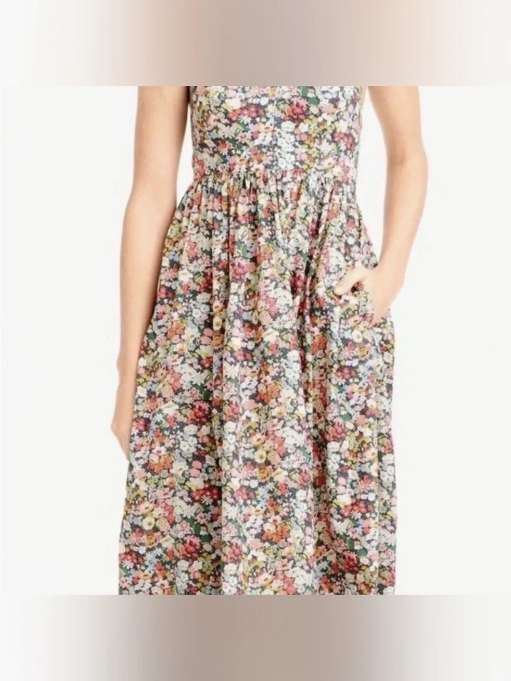 J. Crew x Liberty London Thorpe Ditsy Floral Midi Dress 12 Lace Up Tie Back - Picture 3 of 15